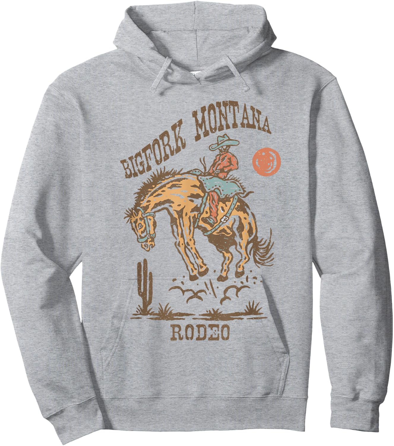 Bigfork Montana Rodeo | Vintage Cowgirl Hoodie - Hoodie | Ash