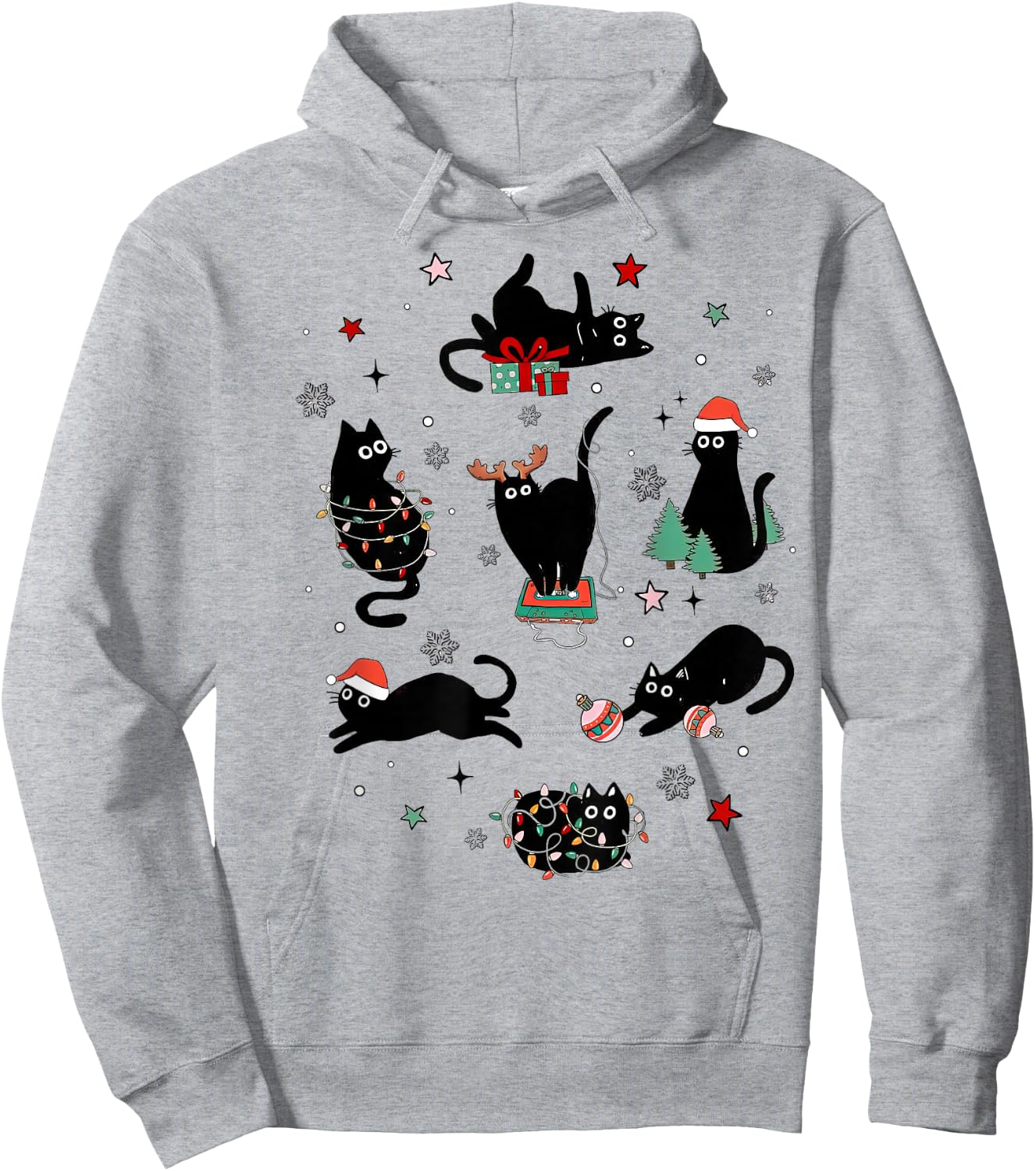 Christmas Black Cats Hoodie - Hoodie | Ash