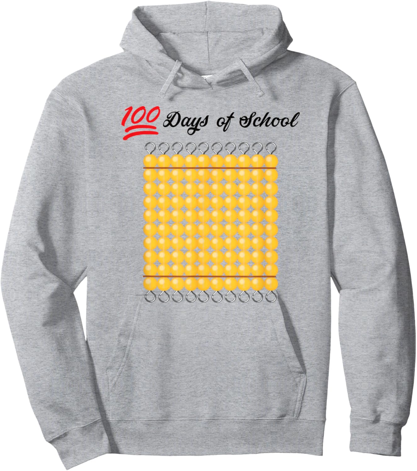 100 Days of School - Montessori Hundred Bead Hoodie - Hoodie | Ash