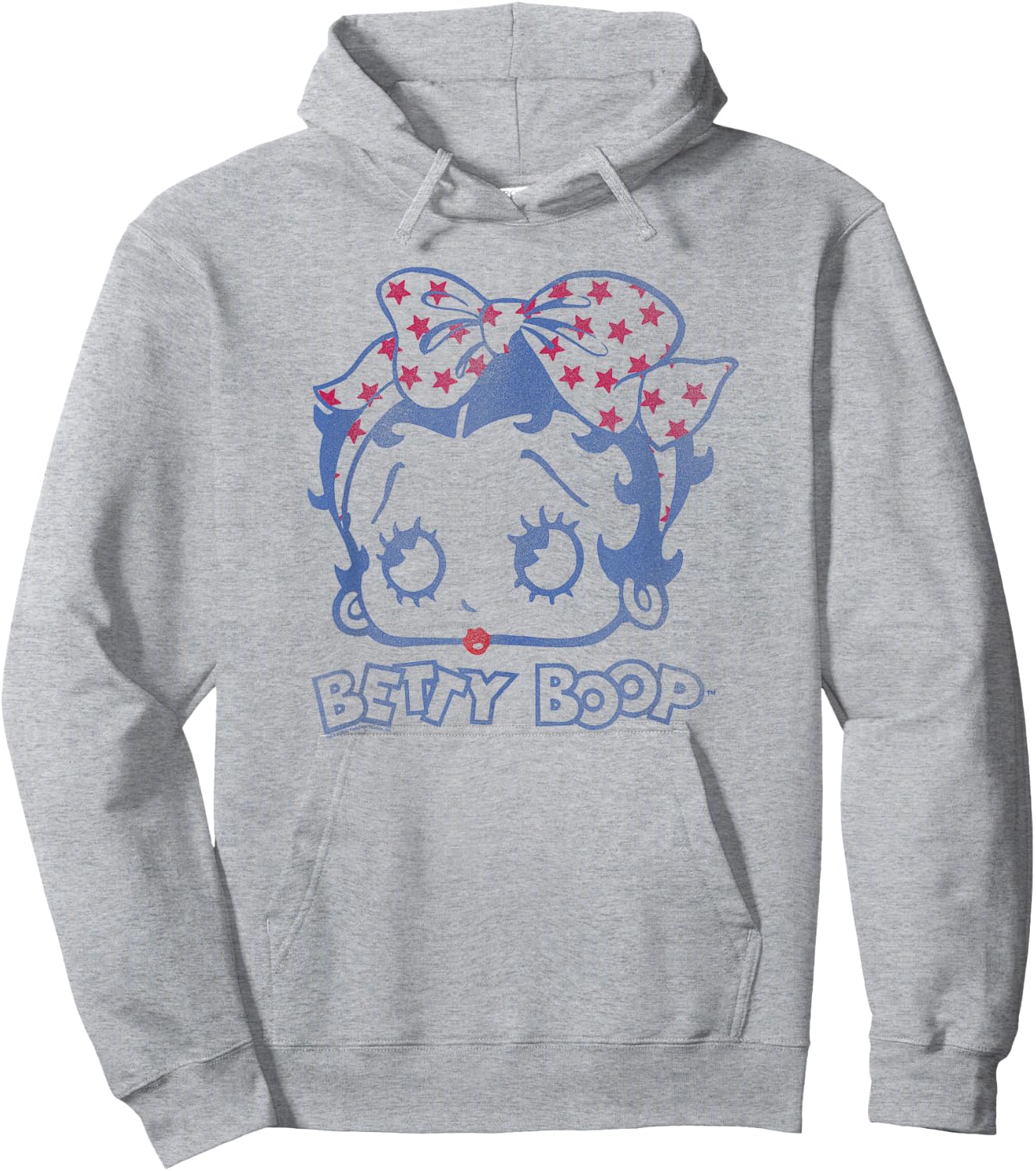 Betty Boop Vintage Star Bandana Fill Big Head Hoodie - Hoodie | Ash