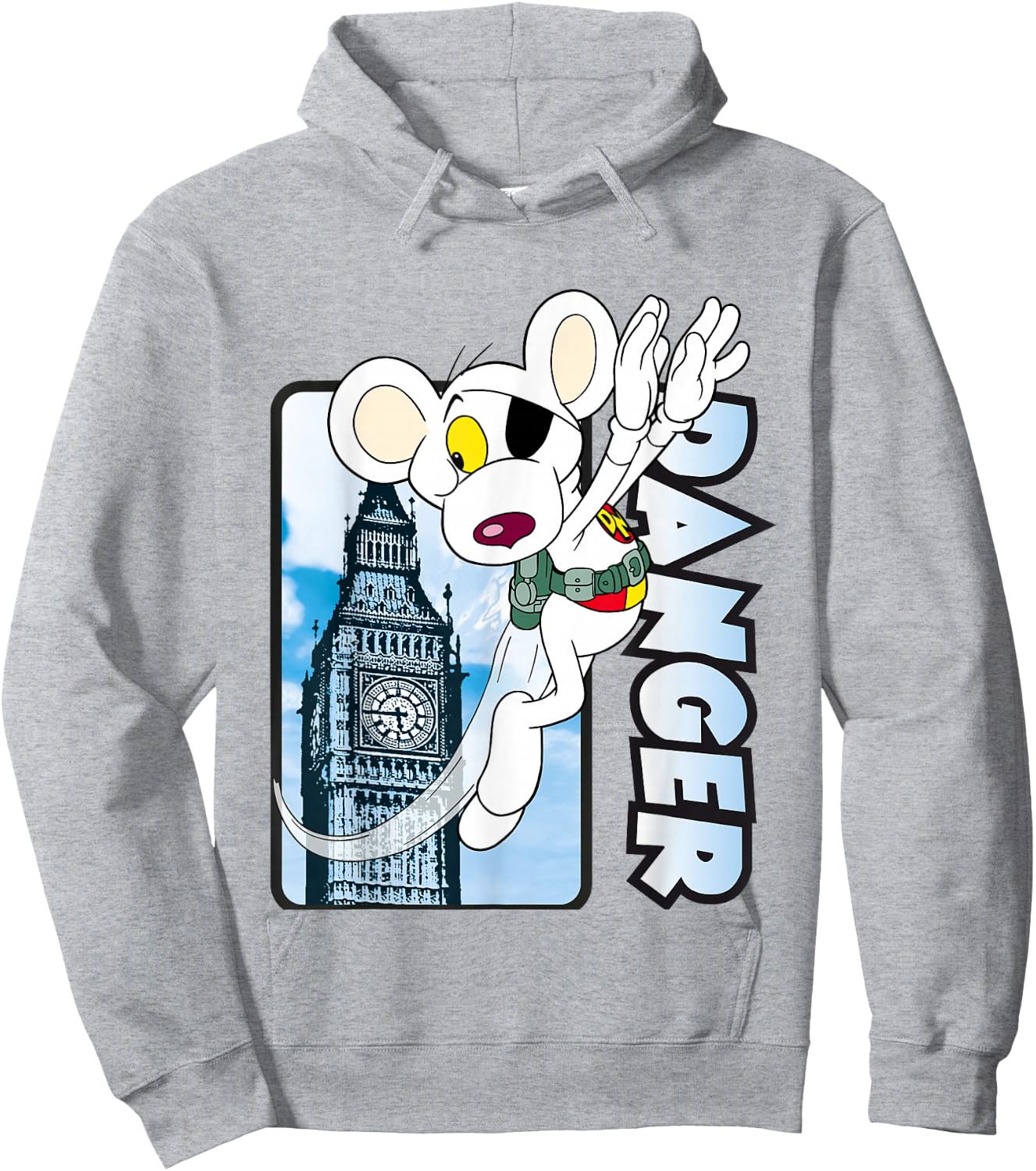Danger Mouse Flying Past Big Ben Hoodie - Hoodie | Ash