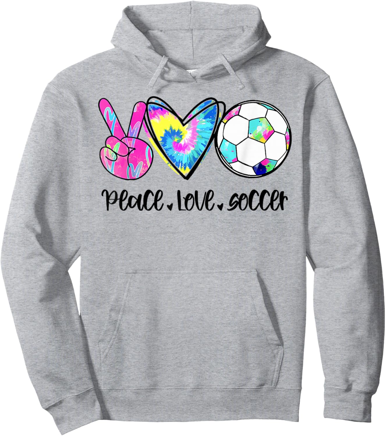 Peace Love Soccer Tie Dye Cute Soccer Lovers Hoodie - Hoodie | Ash