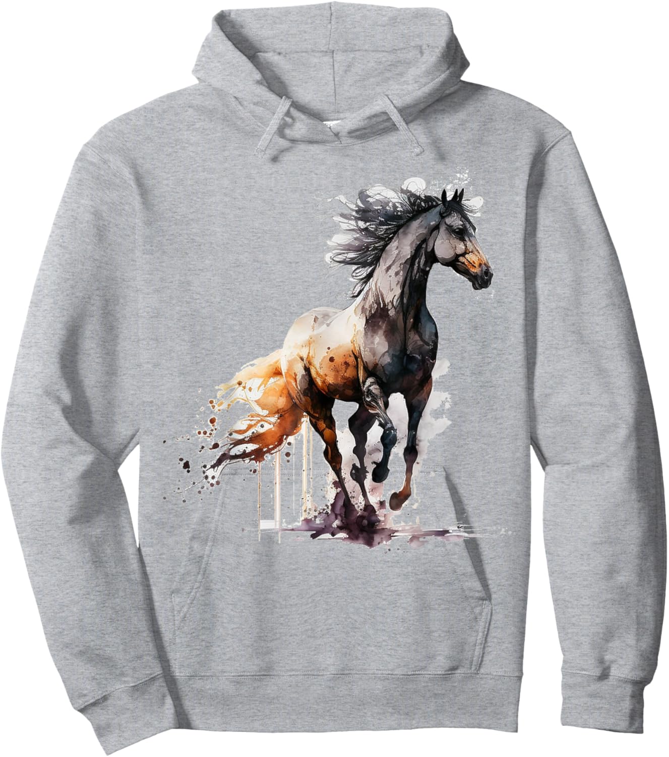 Horse art animal print horse motif horse Hoodie - Hoodie | Ash