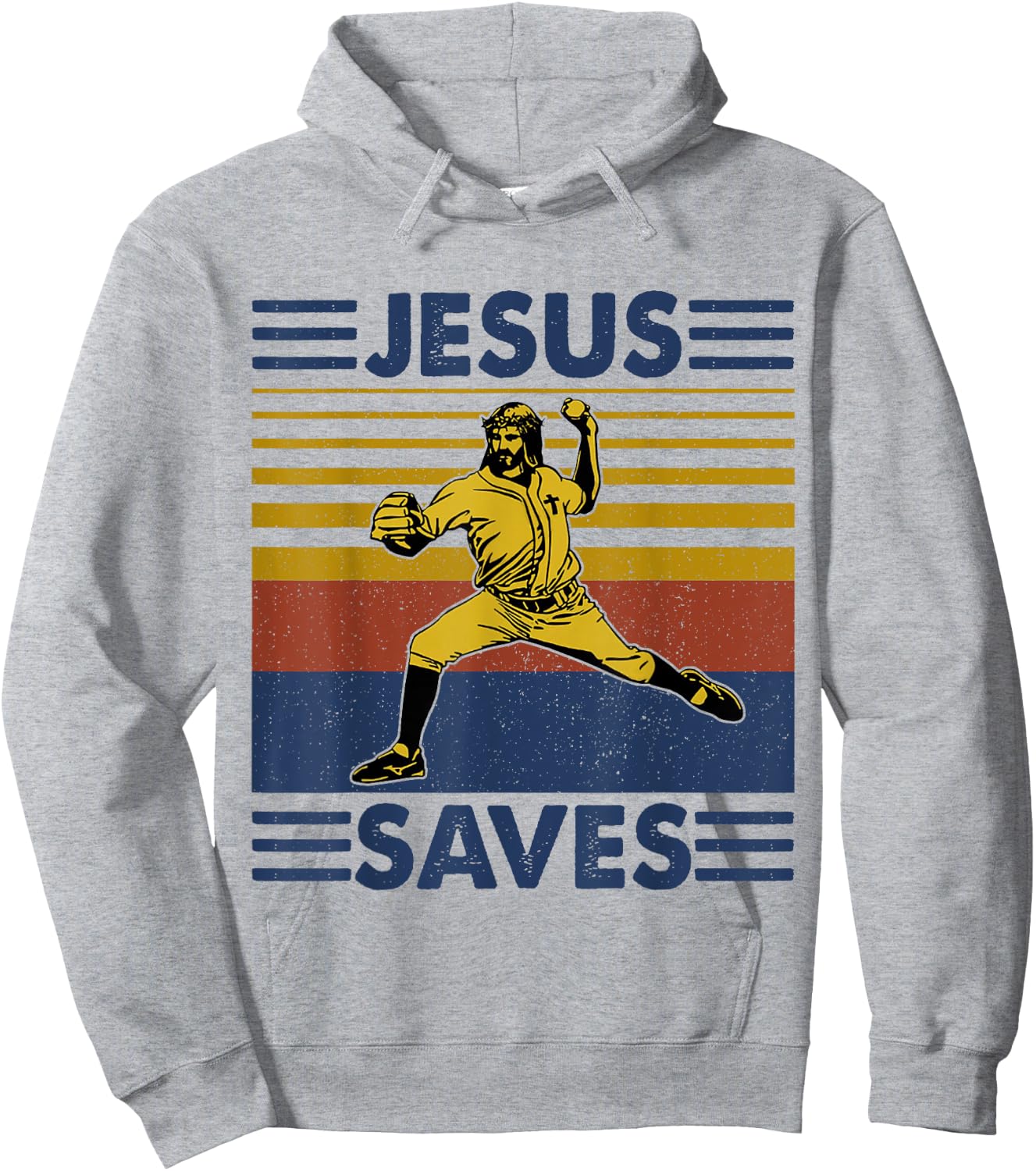 Jesus Save Funny Jesus Playing Baseball Hoodie - Hoodie | Ash