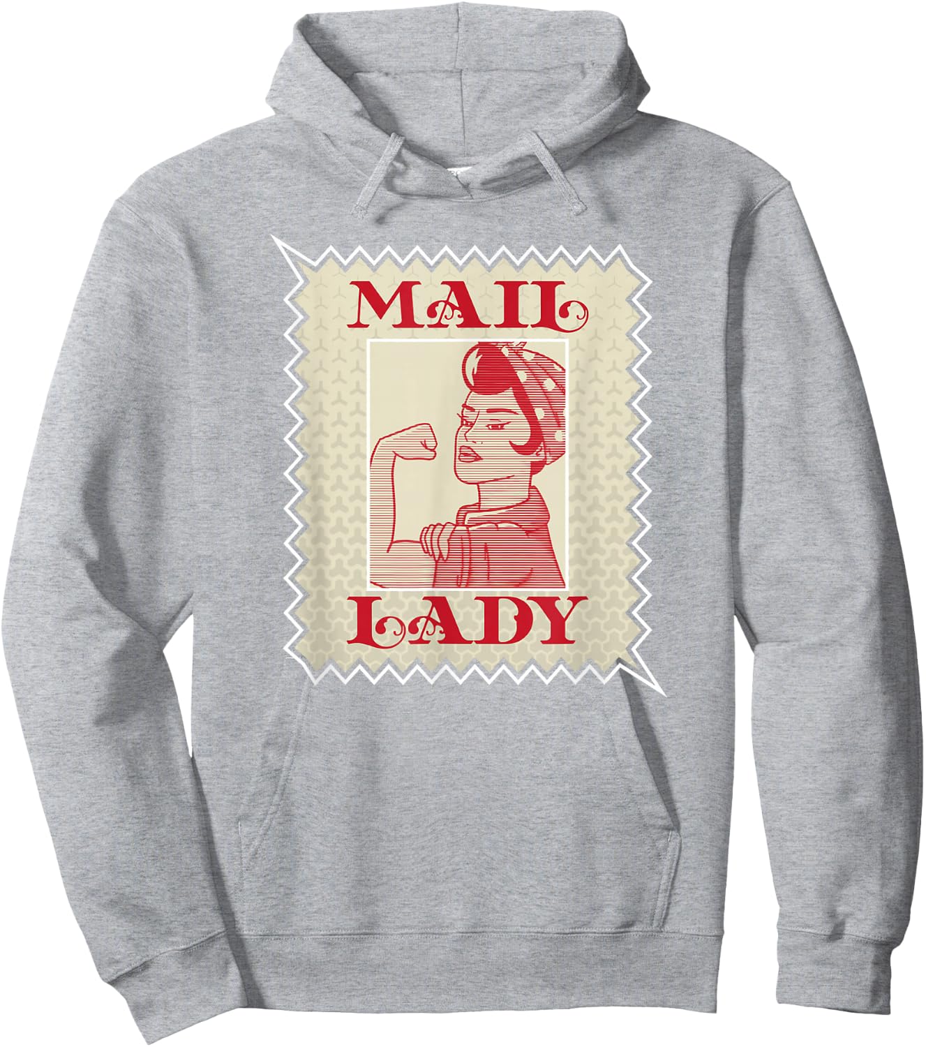 Female Postal Worker Mail Lady Stamp Hoodie - Hoodie | Ash