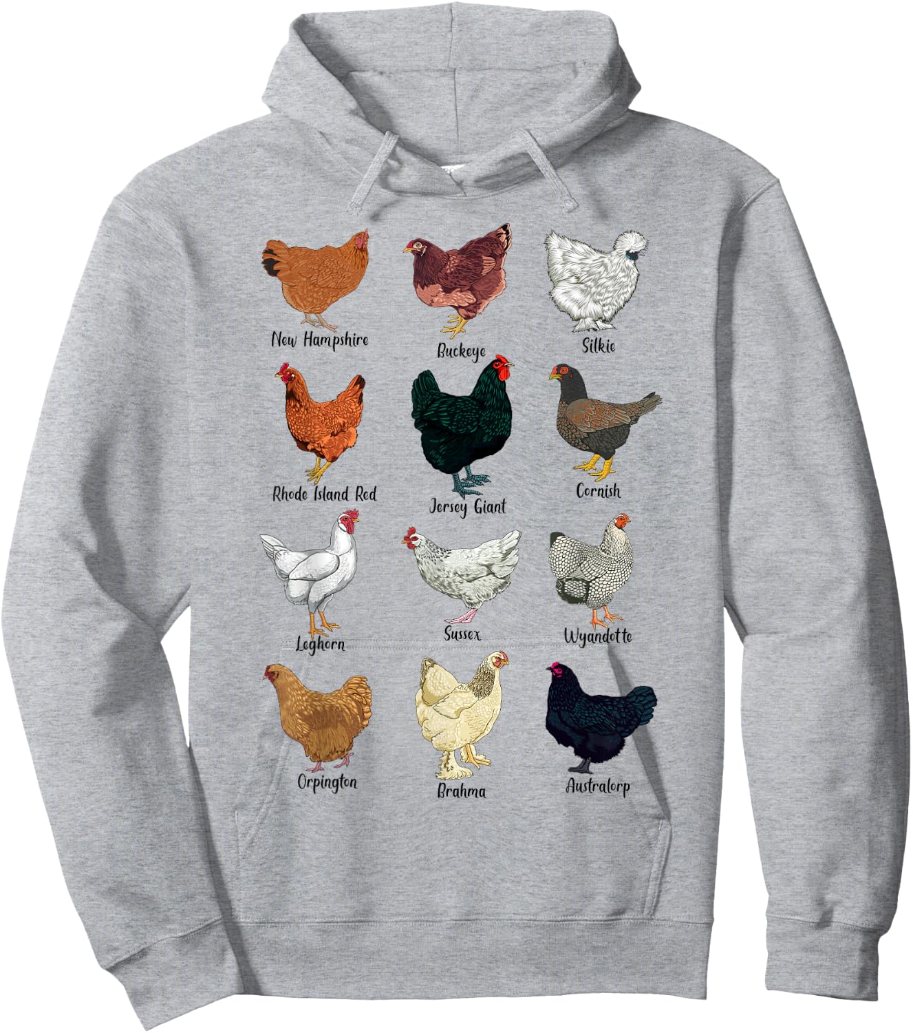 Various Chickens - Chicken Breeds Hoodie - Hoodie | Ash