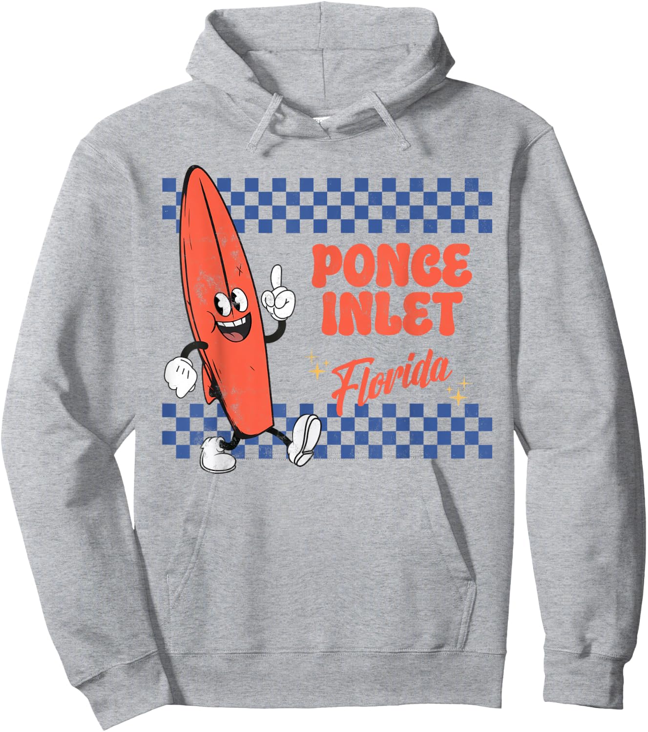Ponce Inlet Florida Retro Surfer Vintage Beach Hoodie - Hoodie | Ash