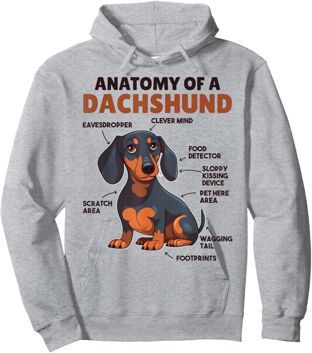 Favorite Animal Cute Animals Explanations Dachshund Anatomy - Kids, Animal Lovers - White - Short Sleeve - - - Small - Classic Fit - Lightweight - Cotton, Polyester Hoodie - Hoodie | Ash