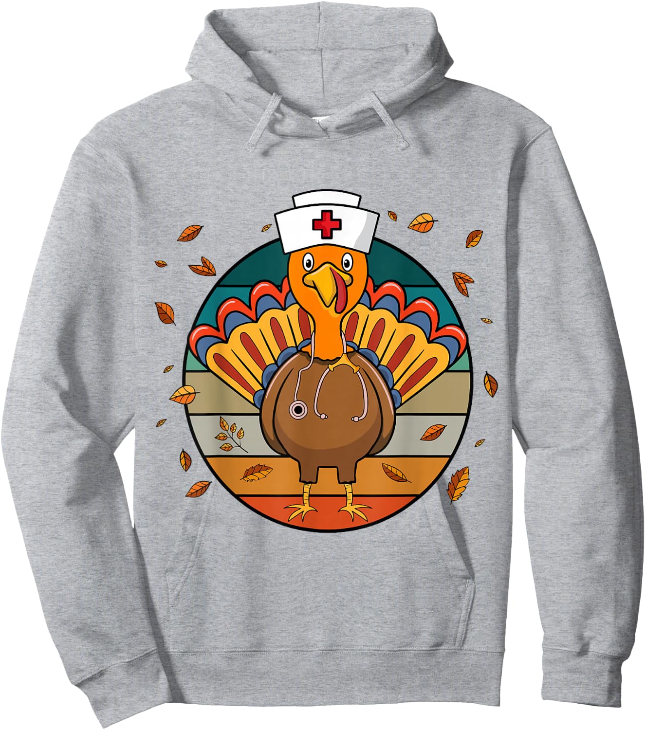 Happy Thanksgiving Funny Turkey Nurse Hoodie - Hoodie | Ash
