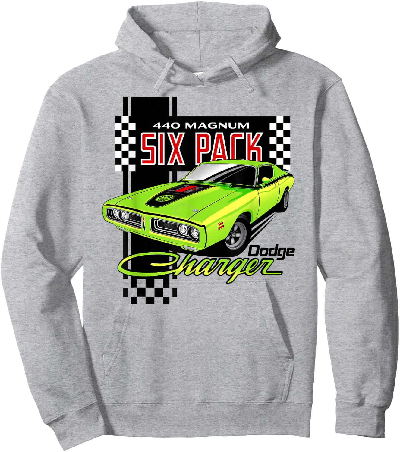 Dodge Charger 440 Magnum Six Pack Hoodie - Hoodie | Ash