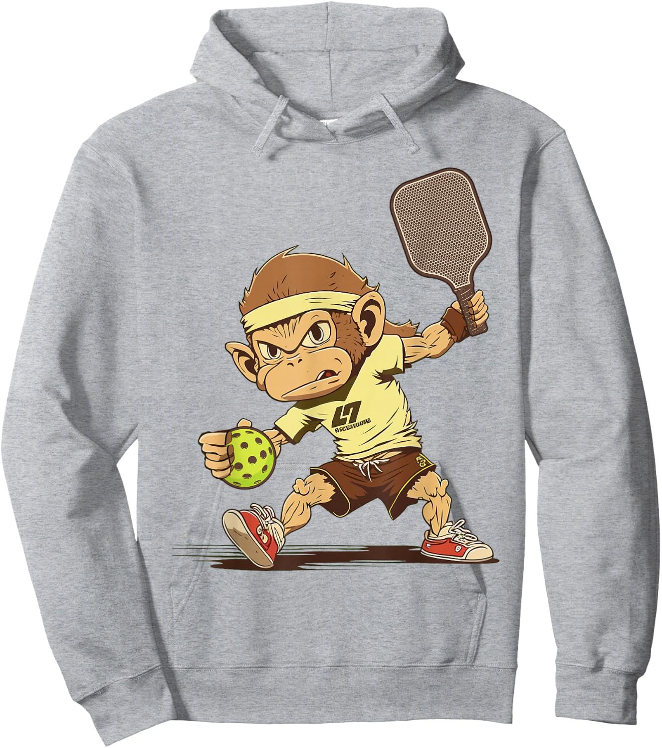 Funny Monkey Play Pickleball Hoodie - Hoodie | Ash