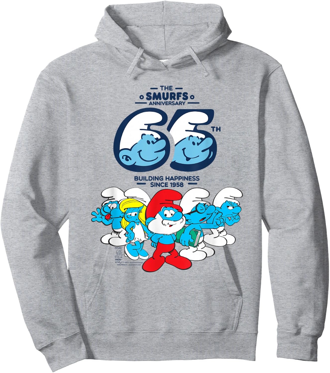 The Smurfs 65th Anniversary Group Hoodie - Hoodie | Ash