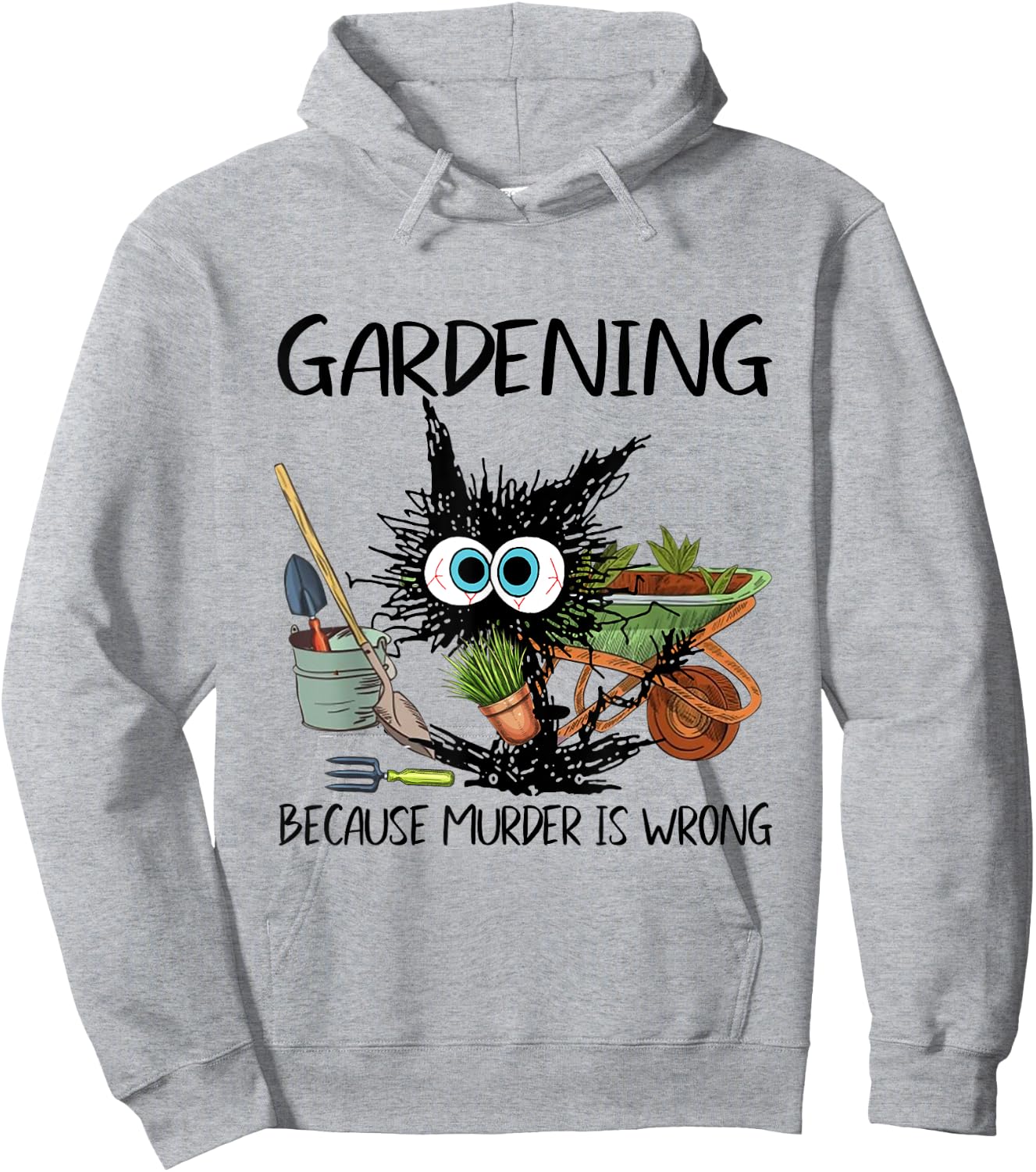 Black Cat Do Gardening Because Murder Is Wrong Hoodie - Hoodie | Ash
