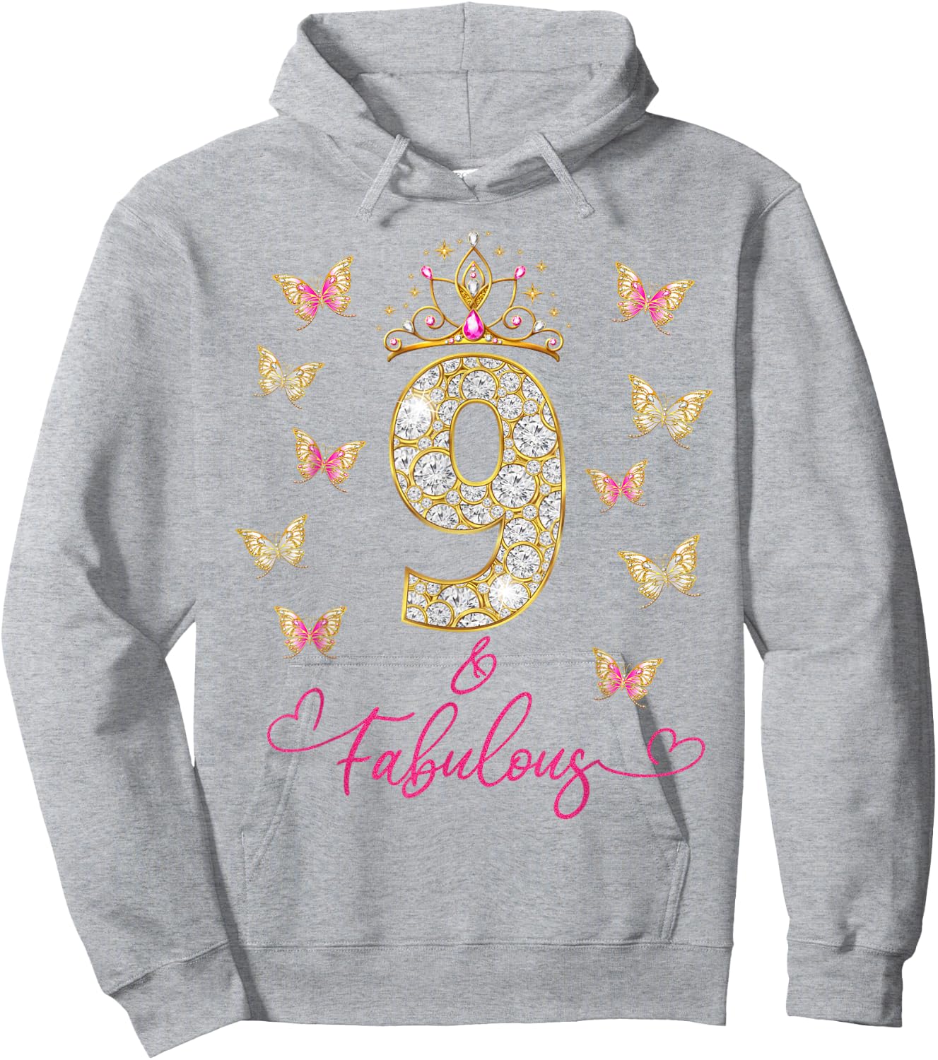9 And Fabulous, 9 Years Old Girls, 9th Birthday Hoodie - Hoodie | Ash