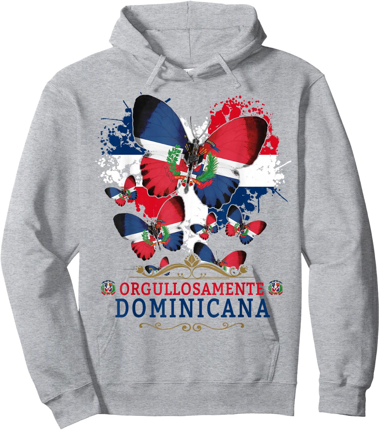 Republica Dominicana Butterfly & Dominican Flag Hoodie - Hoodie | Ash
