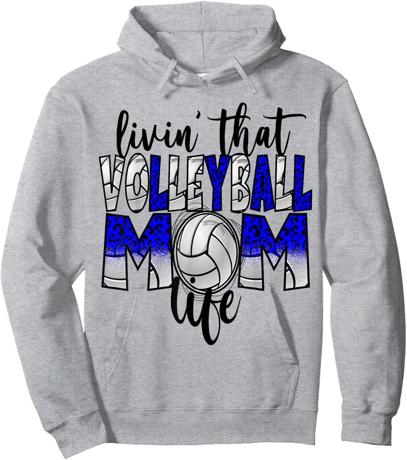 Living That Volleyball Mom Life Blue Leopard Hoodie - Hoodie | Ash