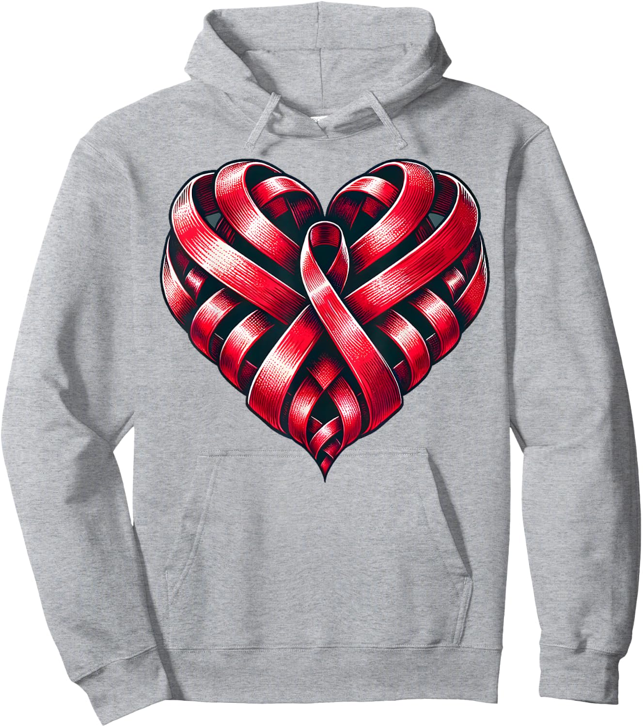 Red Ribbon Heart Unity World AIDS Day Hoodie - Hoodie | Ash