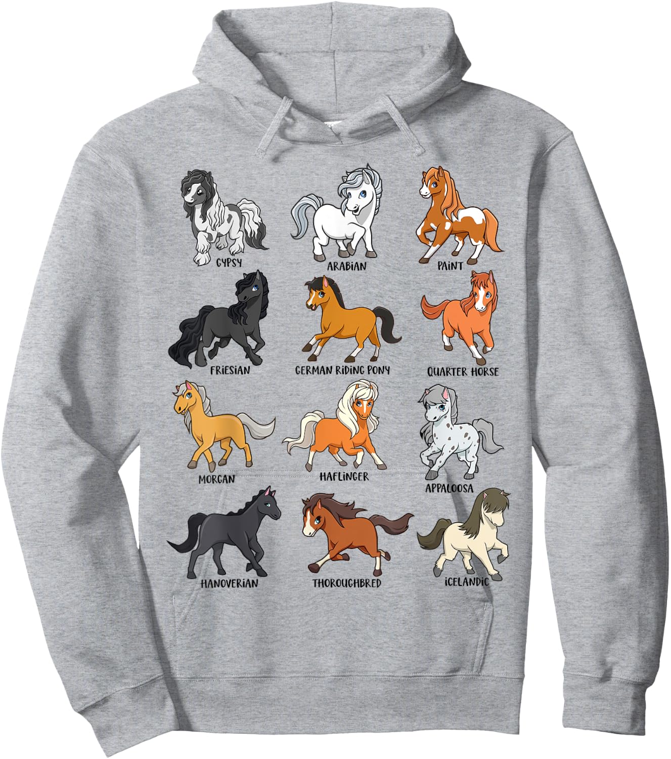 Horse lover - comic Kawaii horses Hoodie - Hoodie | Ash