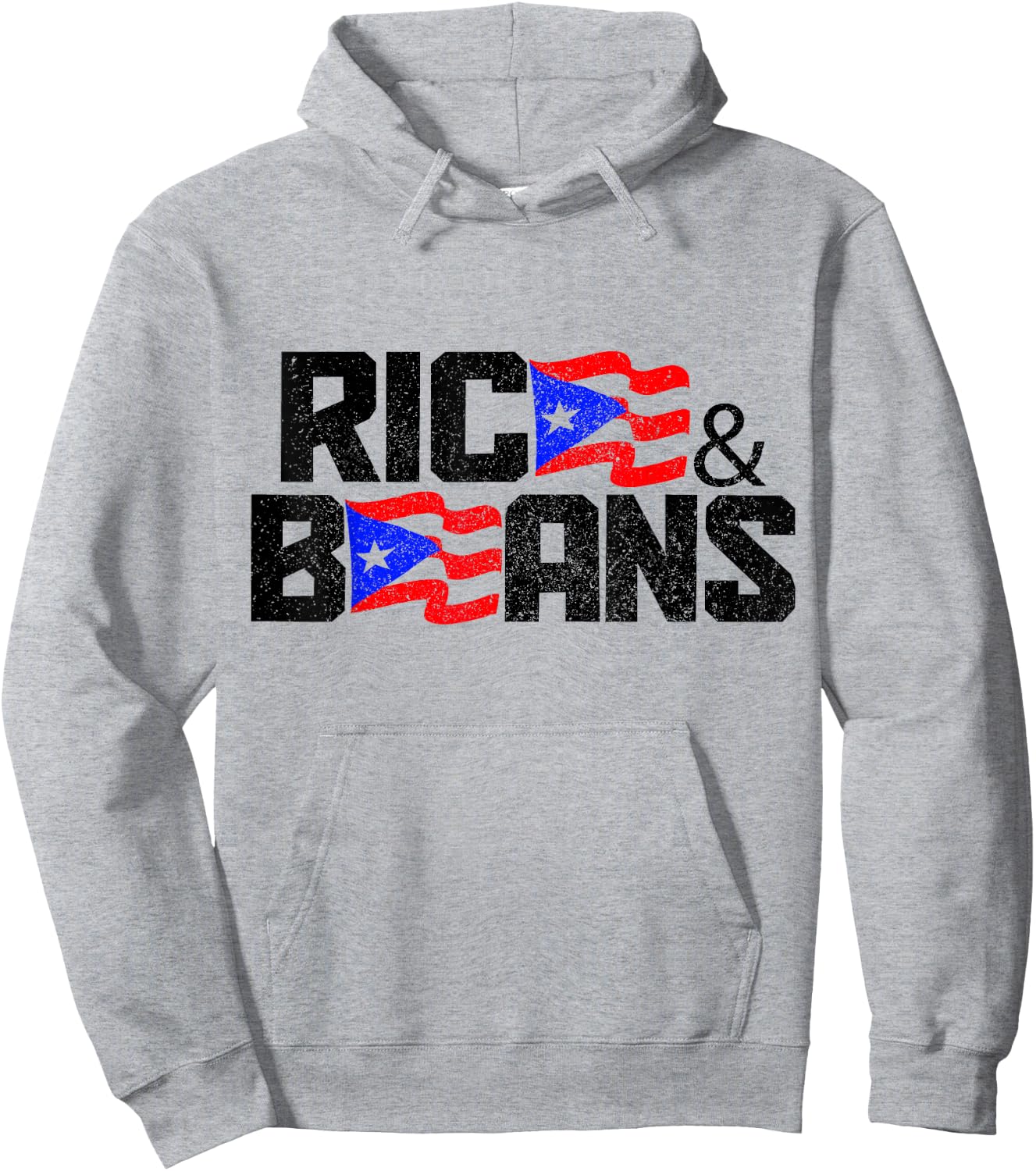 Rice and Beans of Puerto Rico Boricua Flag Hoodie - Hoodie | Ash