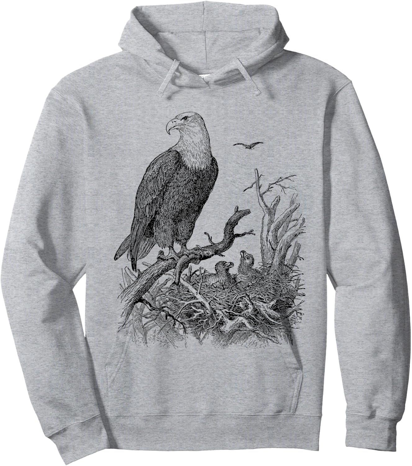 Bald Eagle Shirt Mother Eagle with Her Eaglets Hoodie - Hoodie | Ash