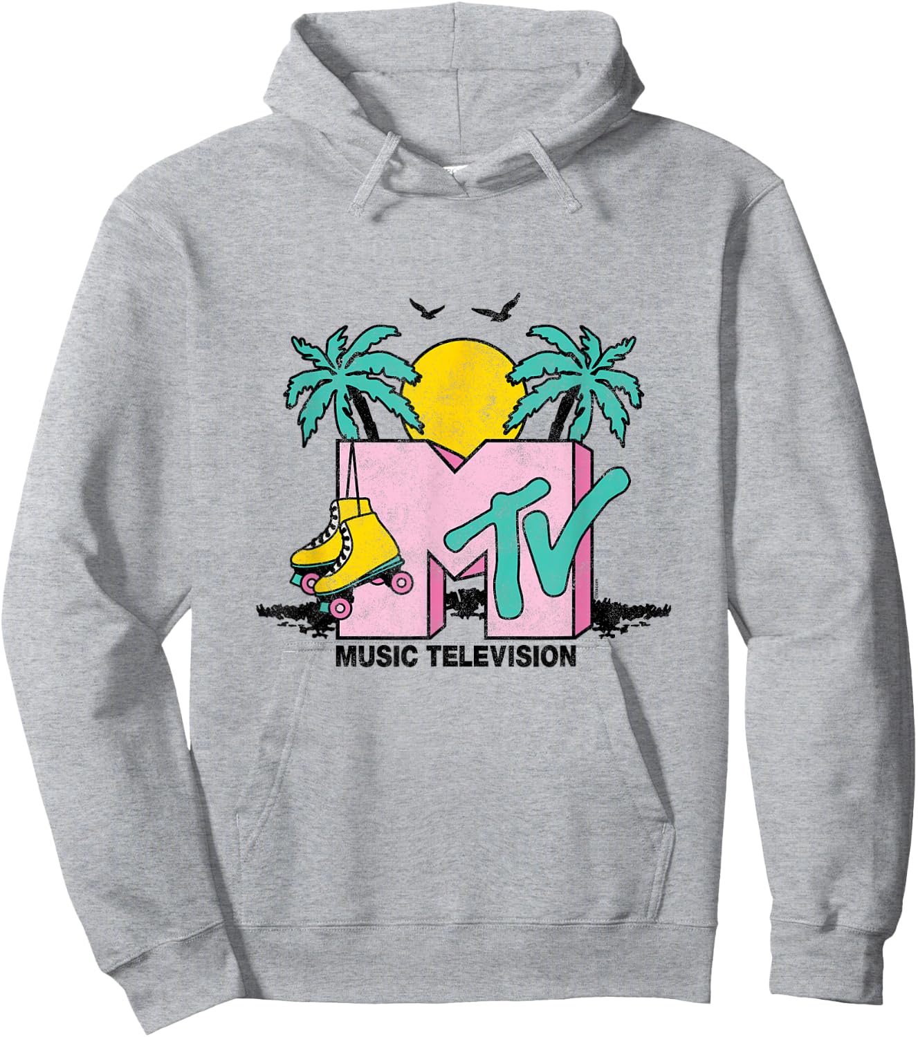 MTV - Malibu Beach Roller Skate Mtv Logo Hoodie - Hoodie | Ash