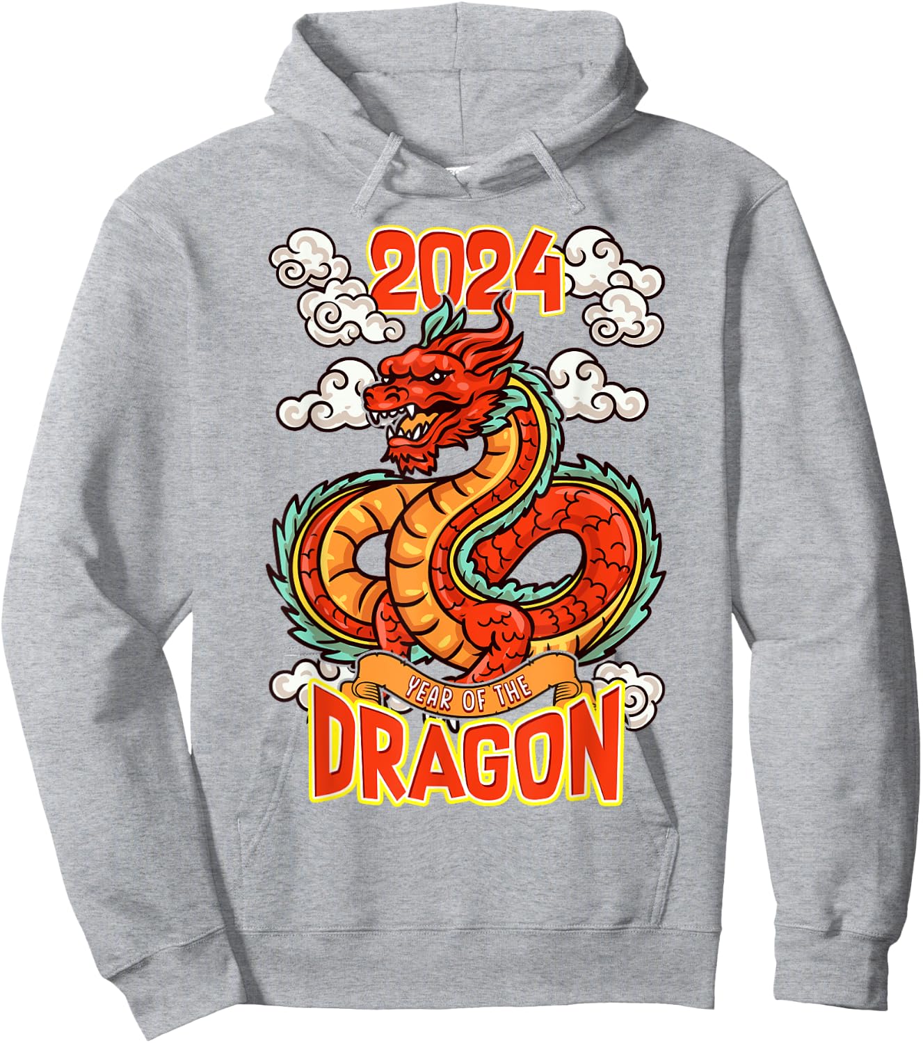 Chinese New Year of the Dragon 2024 Red Orange Hoodie - Hoodie | Ash