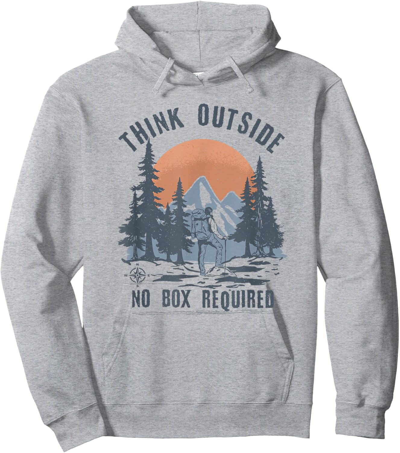 Think Outside no Box Required Funny Hiking Hoodie - Hoodie | Ash