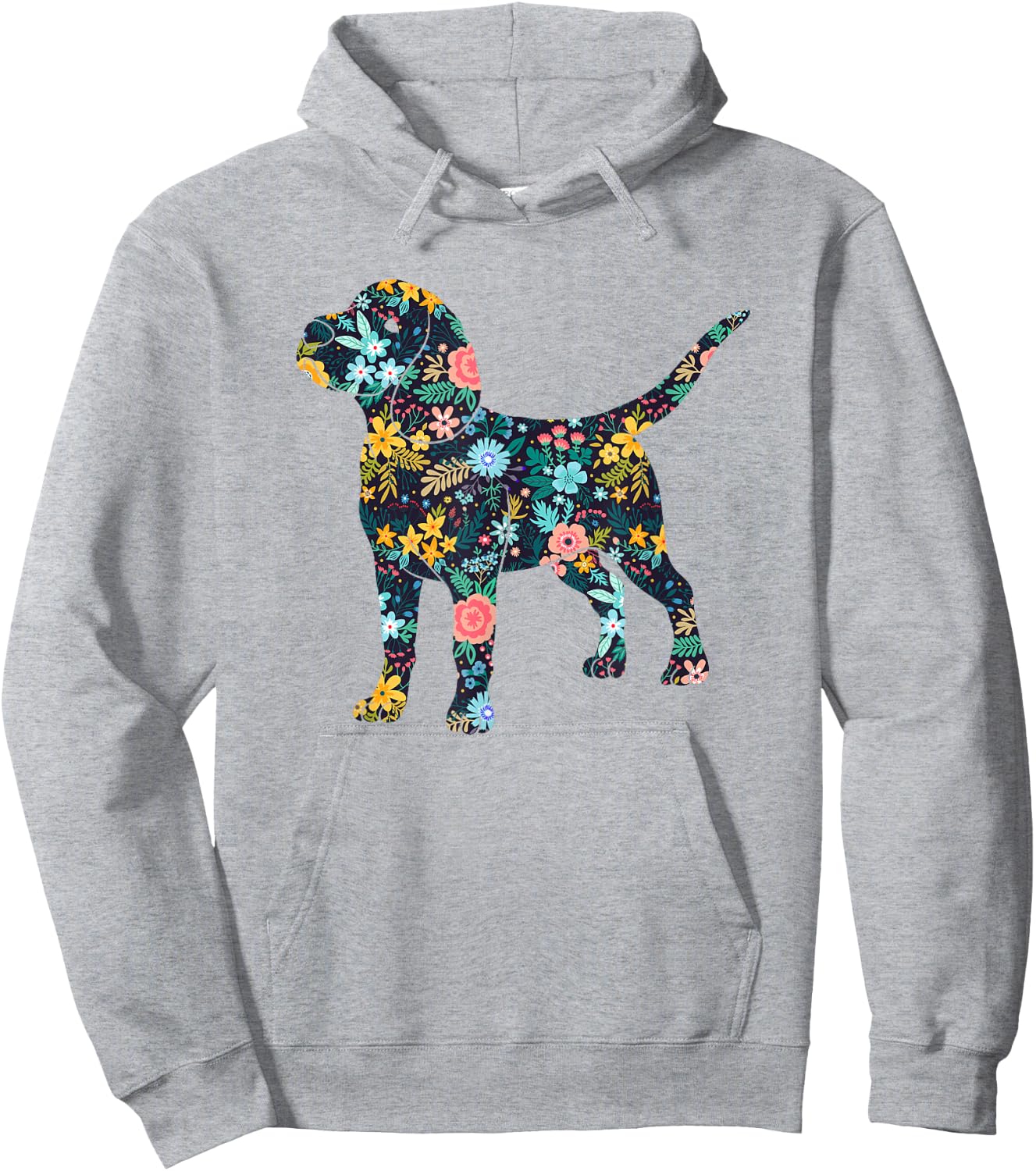 Beagle Floral Dog Silhouette Graphic Hoodie - Hoodie | Ash