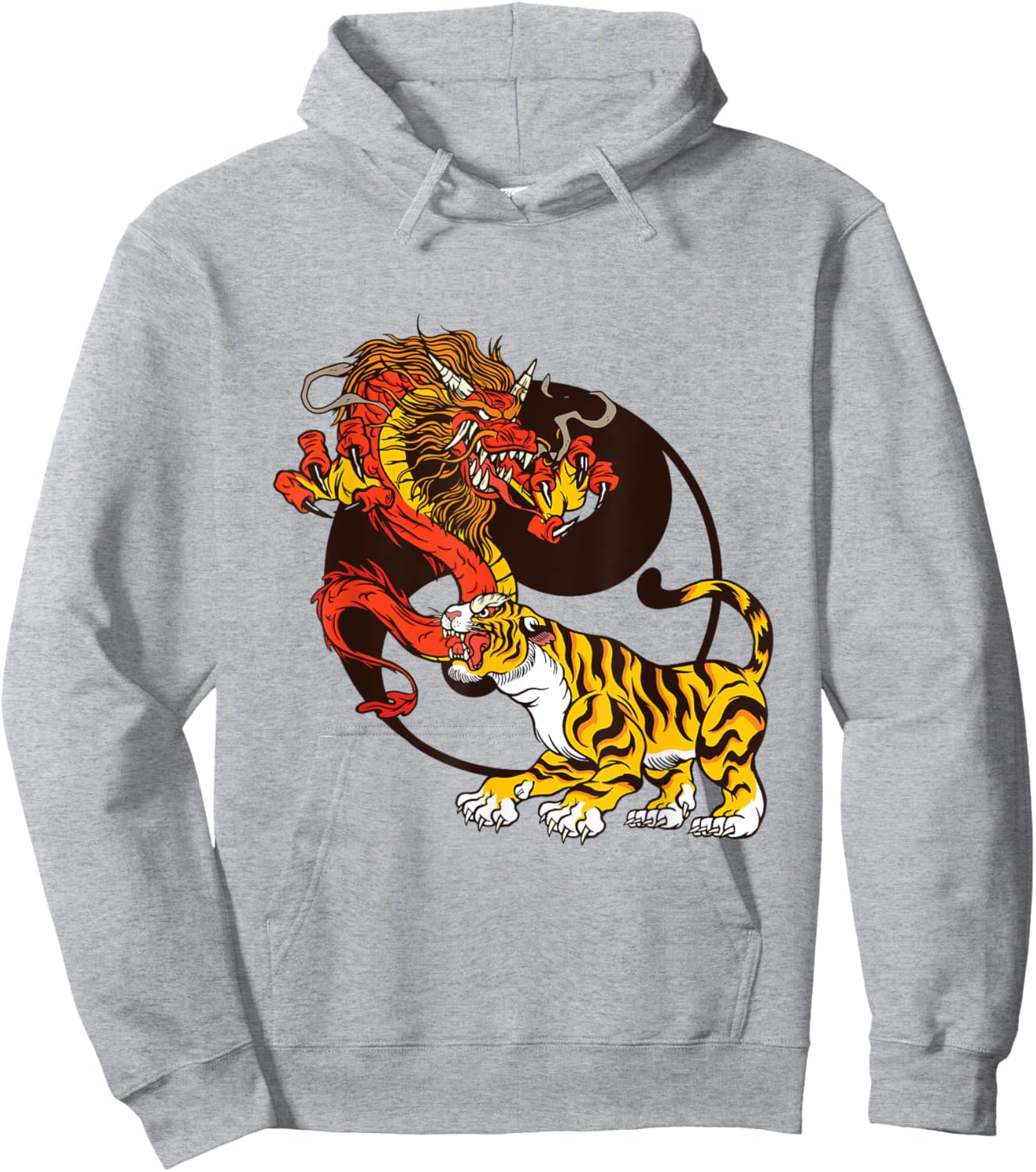 Yin Yang Dragon and Tiger Hoodie - Hoodie | Ash