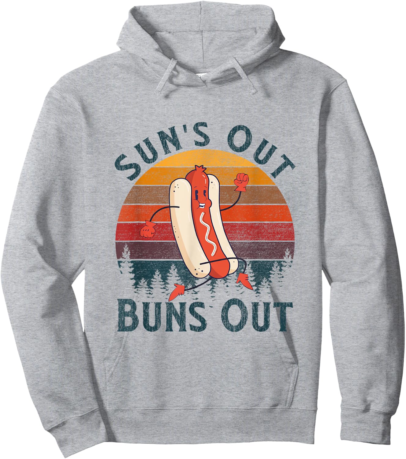 Funny Hot Dog Grilling Sun's Out Buns Out Women Hoodie - Hoodie | Ash