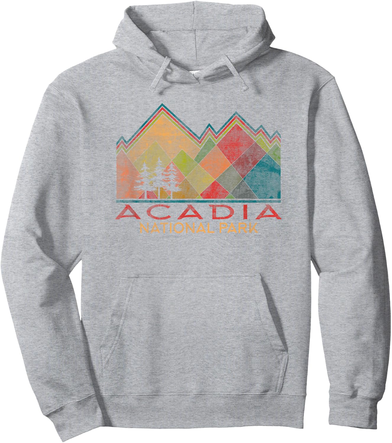 Acadia National Park Colorful Graphic Hoodie - Hoodie | Ash
