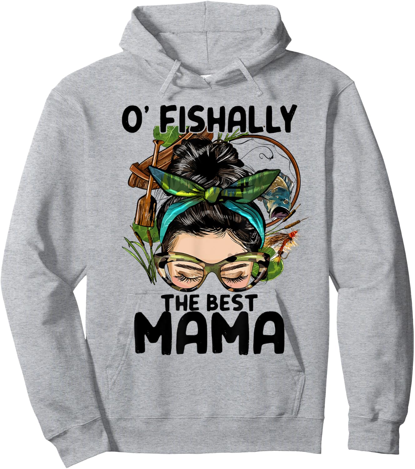 O'fishally The Best Mama Sunglasses Turban Blue Hoodie - Hoodie | Ash