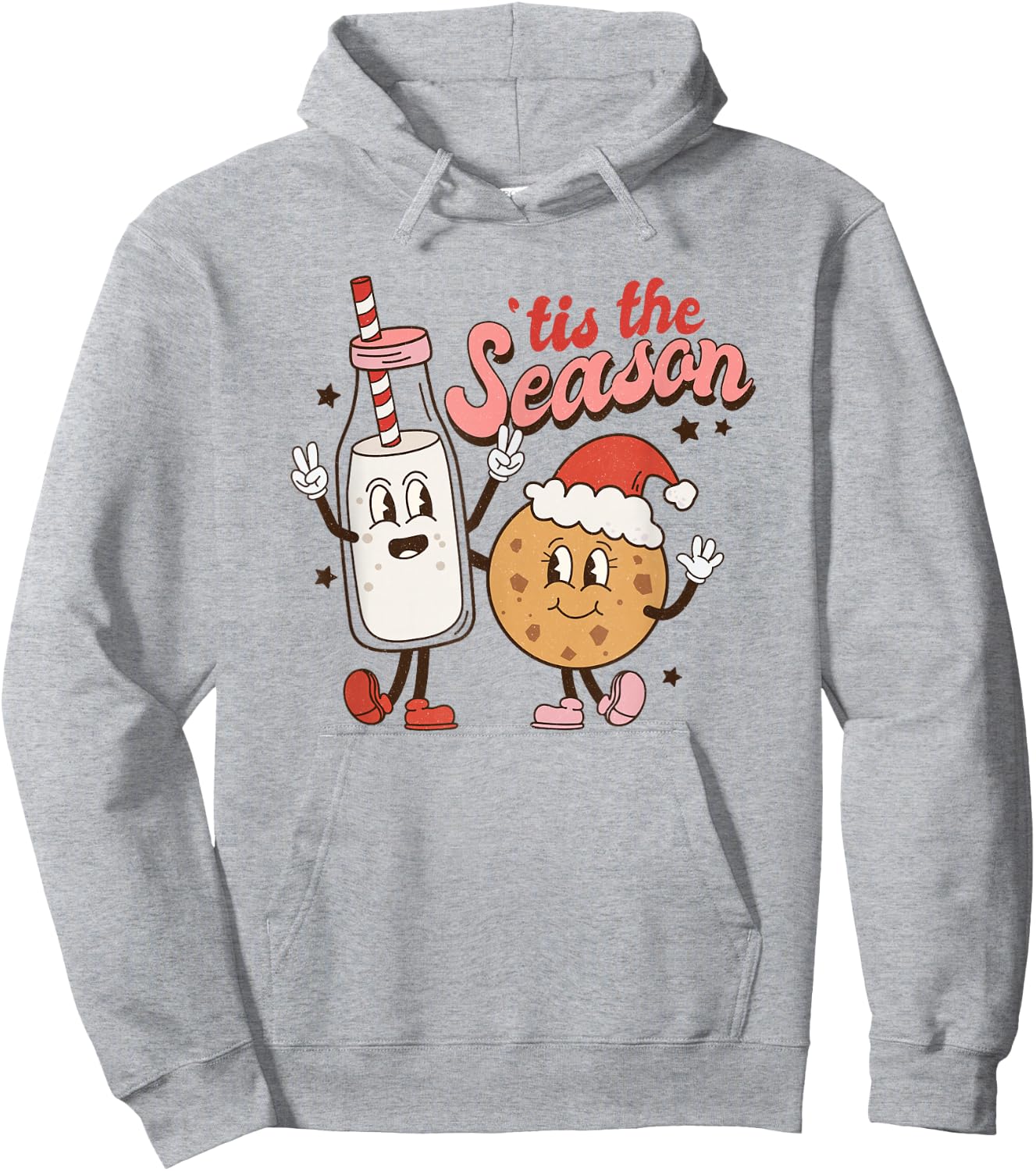 Tis The Season Retro Milk and Cookie Christmas Hoodie - Hoodie | Ash