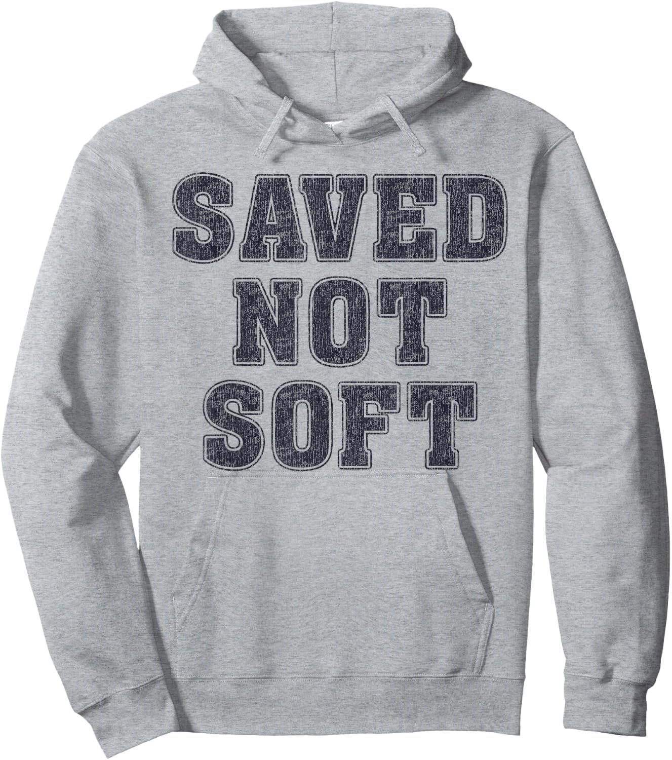 Saved Not Soft Big Font Black and White Text Hoodie - Hoodie | Ash