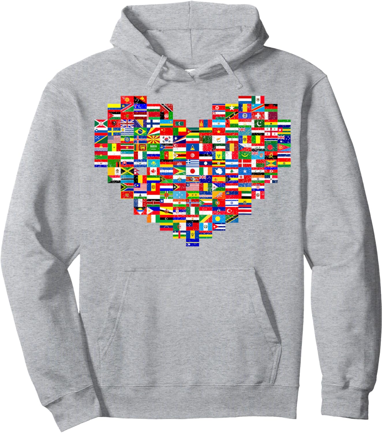 Hearts World Flags Heart Flags of the Countries Hoodie - Hoodie | Ash