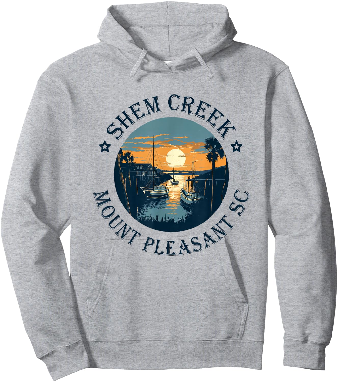Shem Creek Sunset Mount Pleasant SC Hoodie - Hoodie | Ash