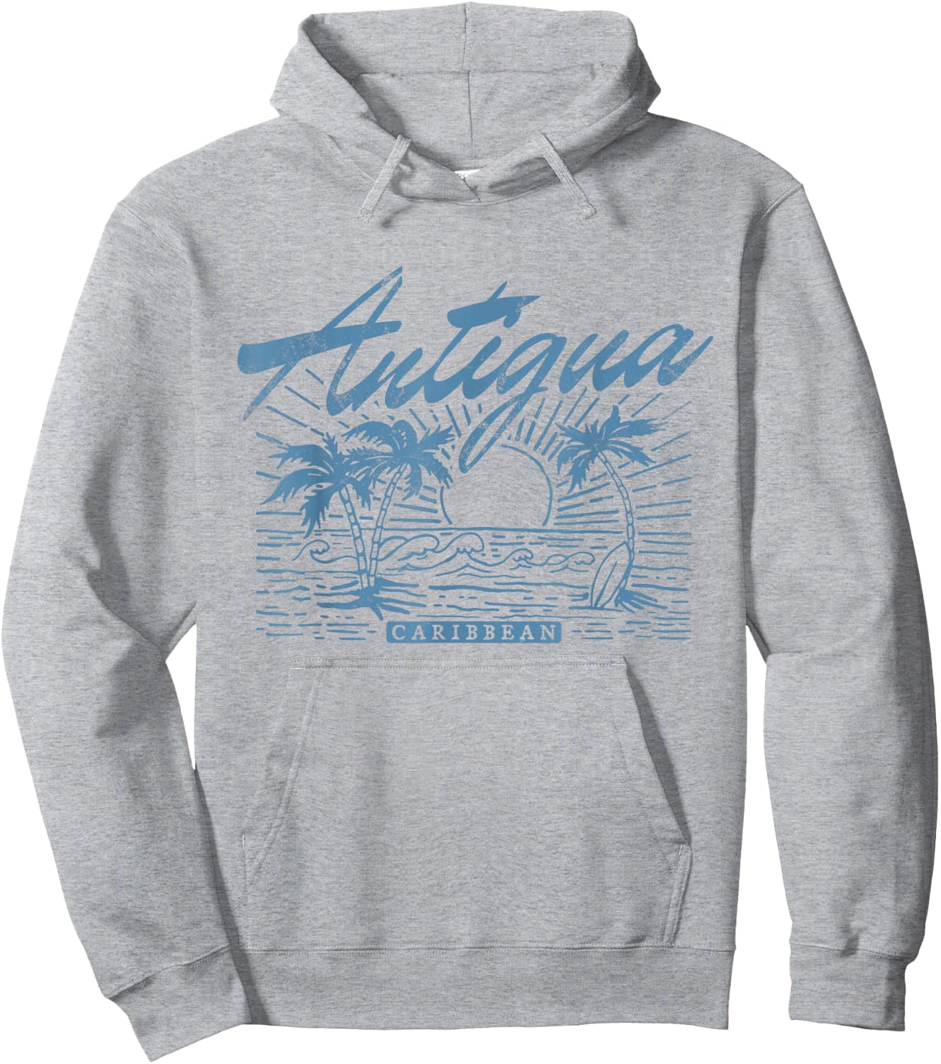 Antigua Caribbean Vintage Distressed Beach Hoodie - Hoodie | Ash