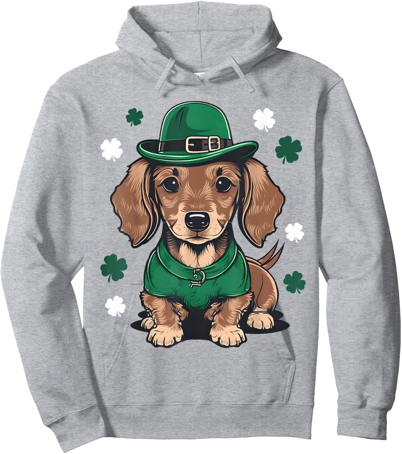 St Patricks Day Dachshund Weiner Dog Shamrock Hoodie - Hoodie | Ash