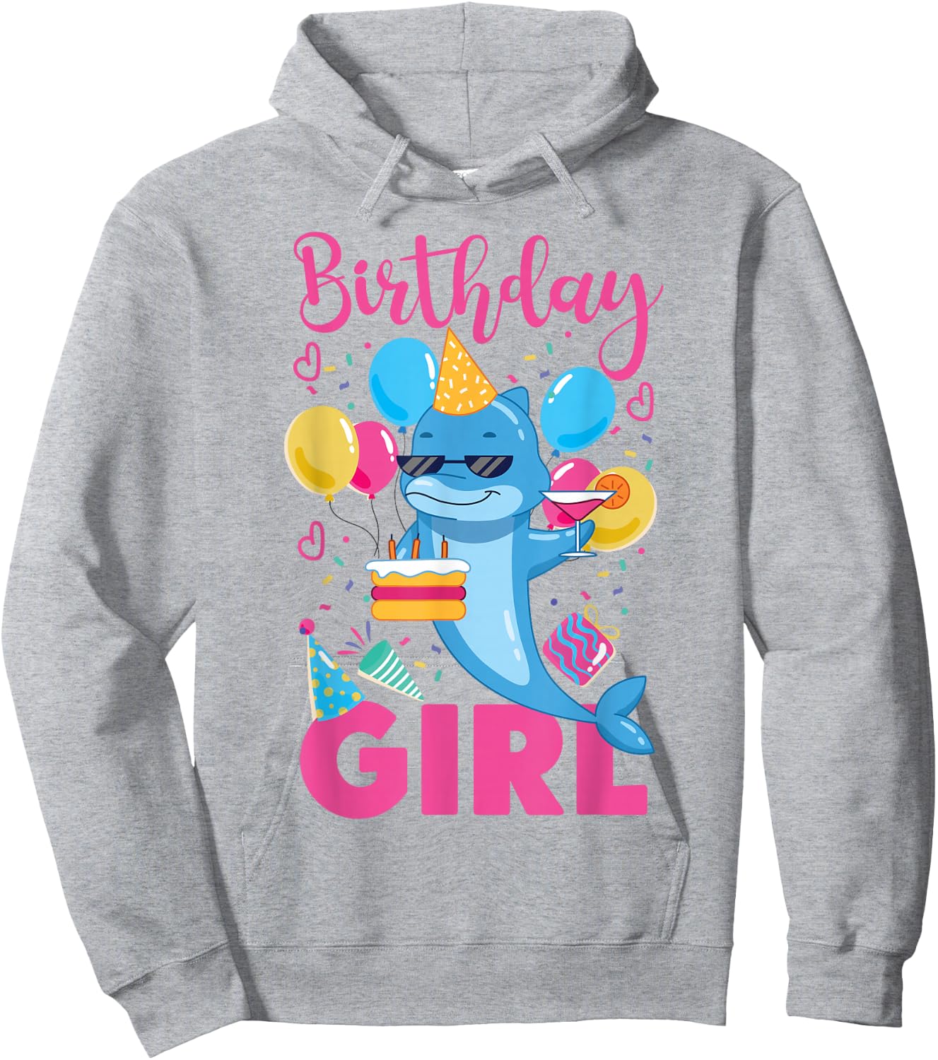 Dolphin Birthday Birthday Girl Hoodie - Hoodie | Ash