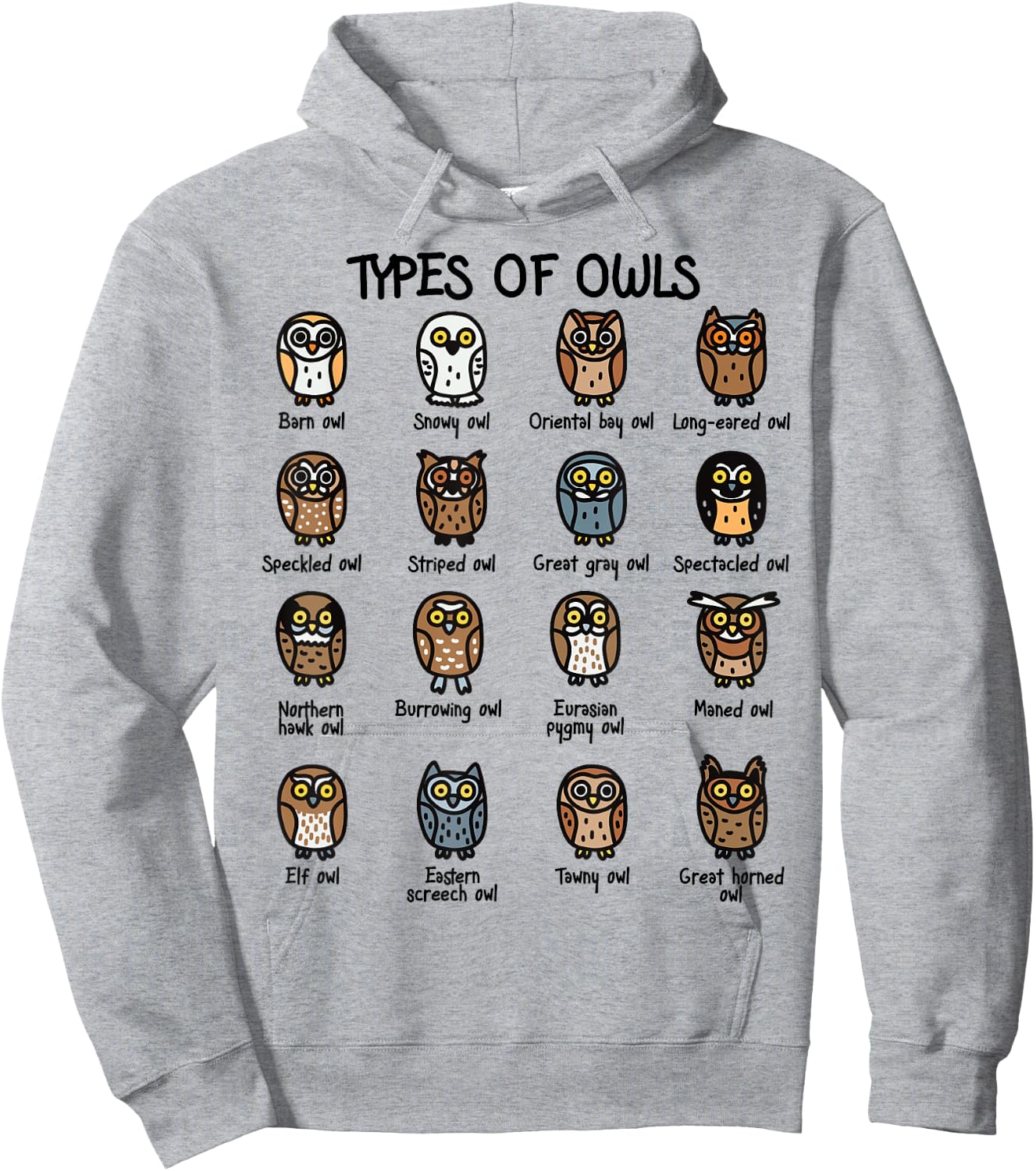 Types of Owls Collection For Cute Owl Lover Hoodie - Hoodie | Ash