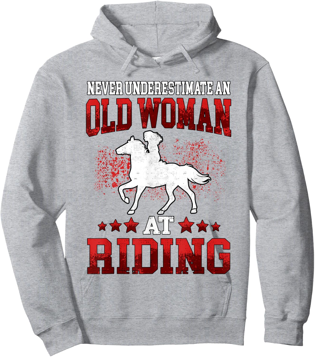 Old woman at riding horse rider Hoodie - Hoodie | Ash