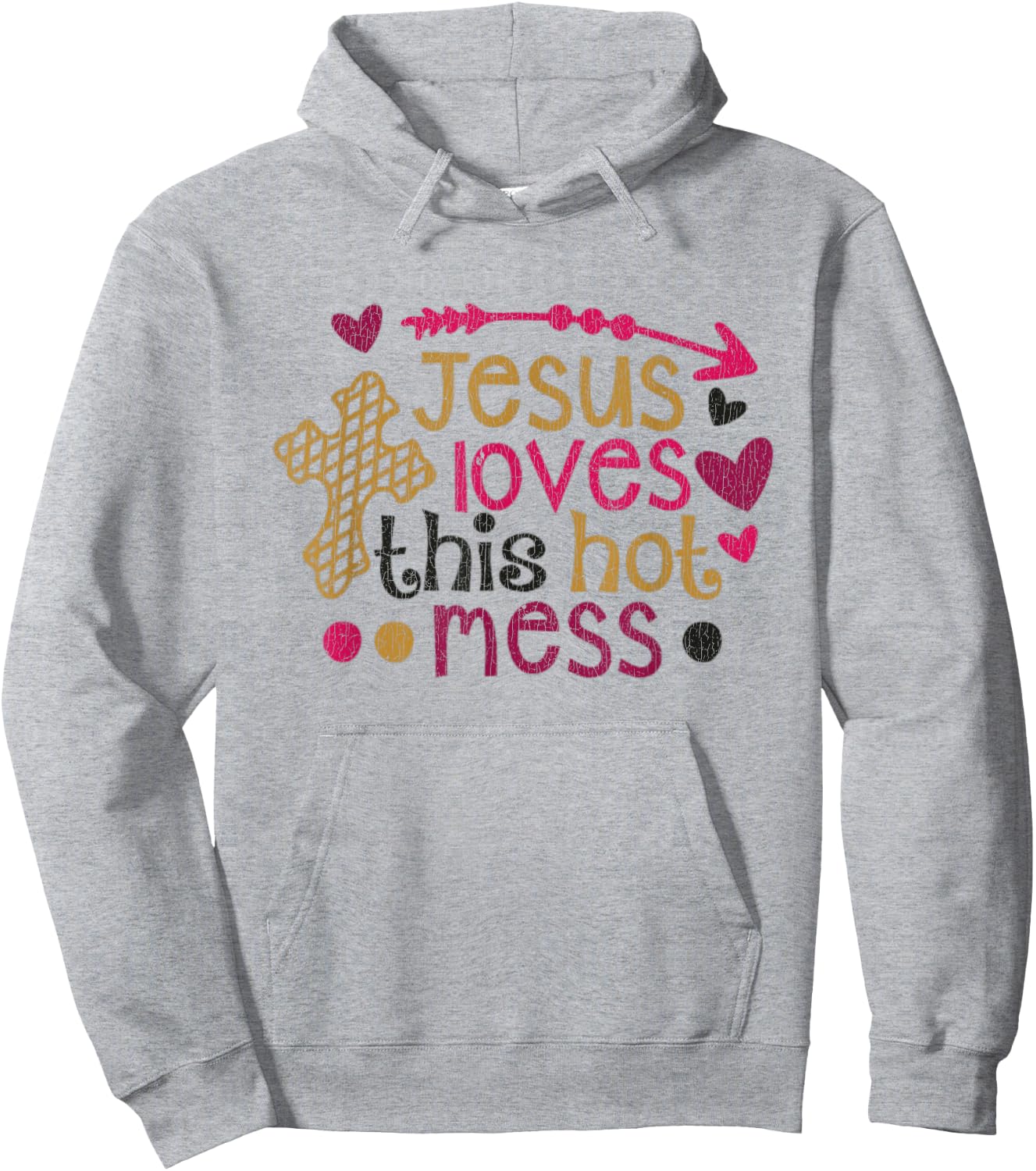 Vintage Jesus Loves This Hot Mess Hoodie - Hoodie | Ash