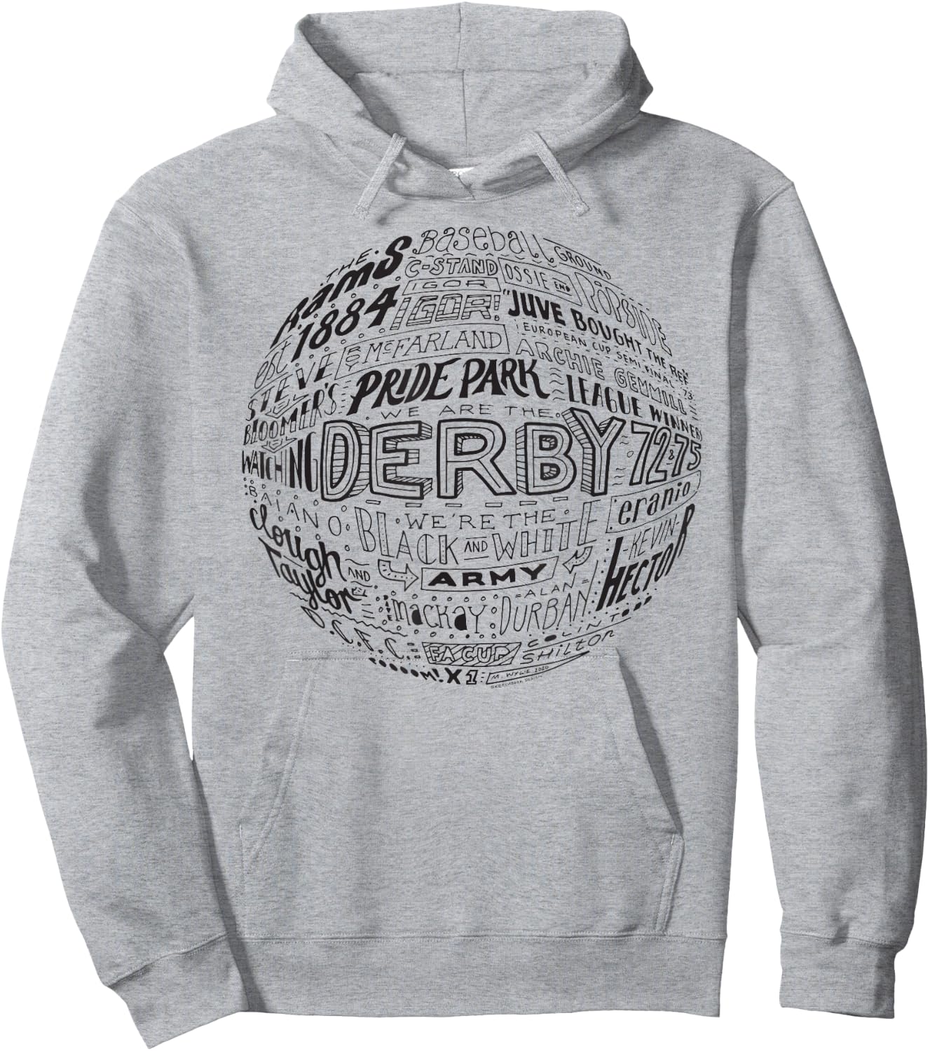 Derby County black typography football Hoodie - Hoodie | Ash
