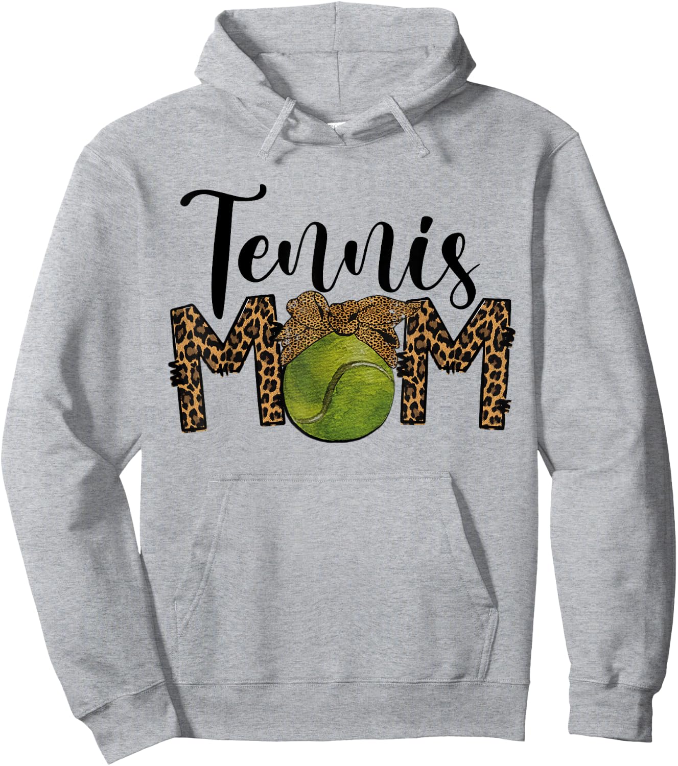 Tennis Mom Leopard Messy Bun Tennis Mothers Day Hoodie - Hoodie | Ash