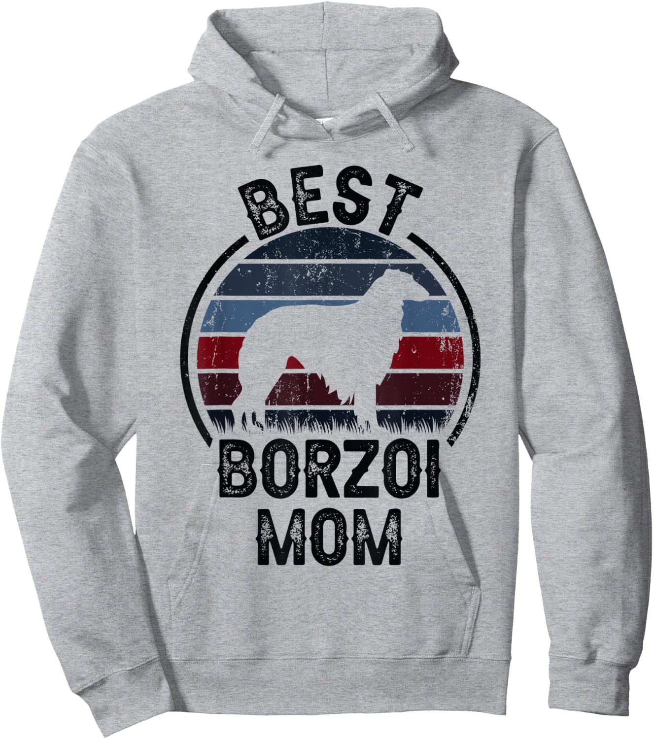 Best Dog Mother Mom - Vintage Borzoi Hoodie - Hoodie | Ash