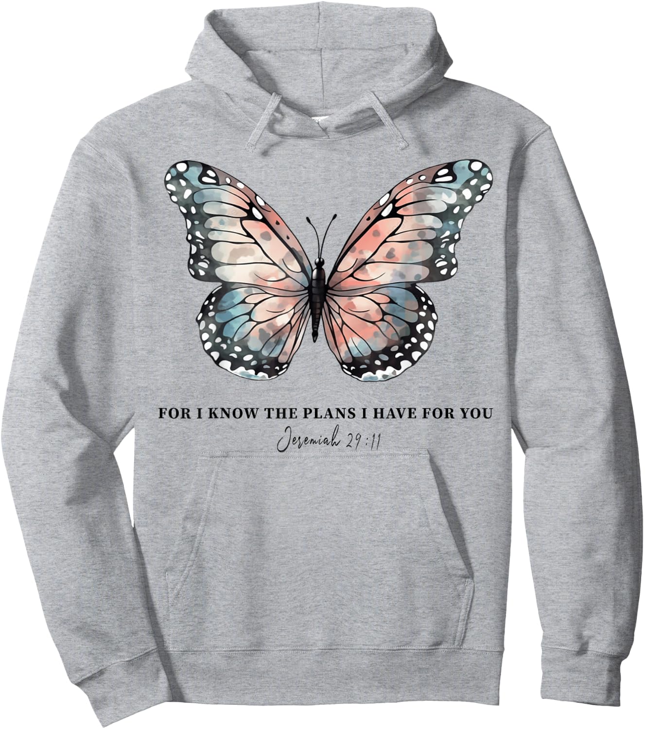 Butterfly For I Know the Plans I Have For You Hoodie - Hoodie | Ash
