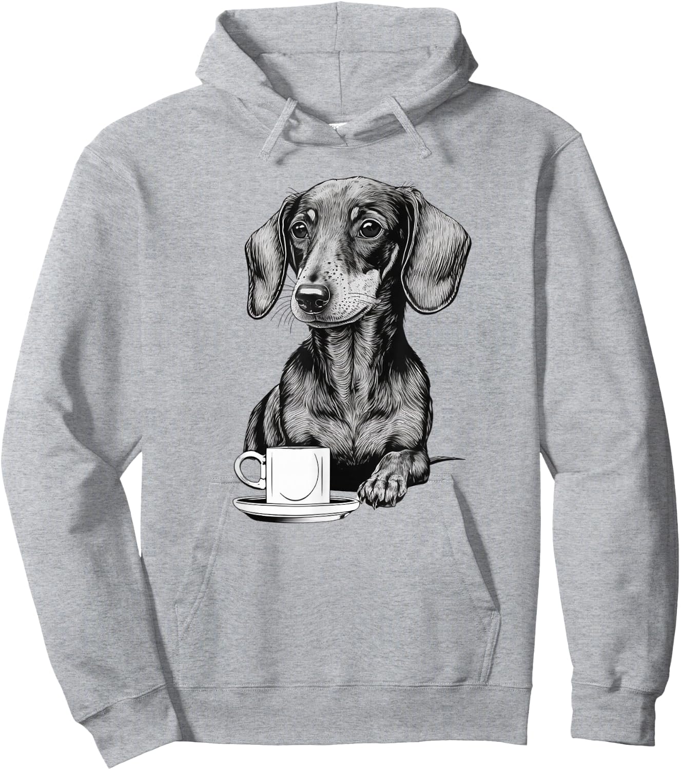 Dachshund Puppy Wiener with Coffee Hoodie - Hoodie | Ash