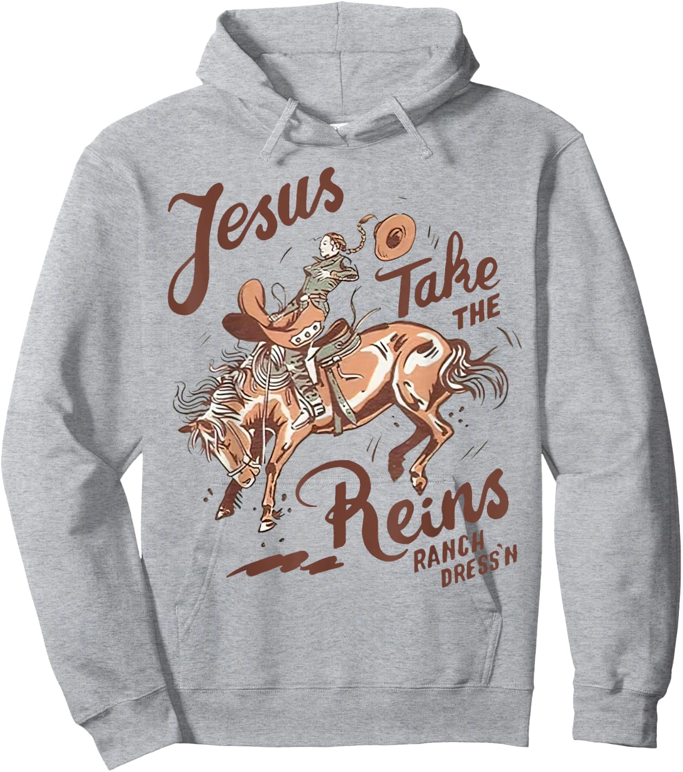 Jesus Take The Reins Vintage Cowboy Hoodie - Hoodie | Ash