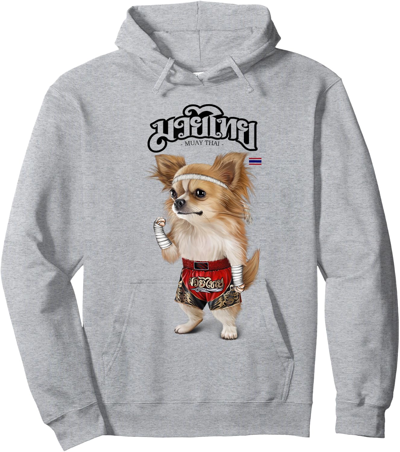 Chihuahua Dog as Muay Thai Kick Boxing Champion Hoodie - Hoodie | Ash