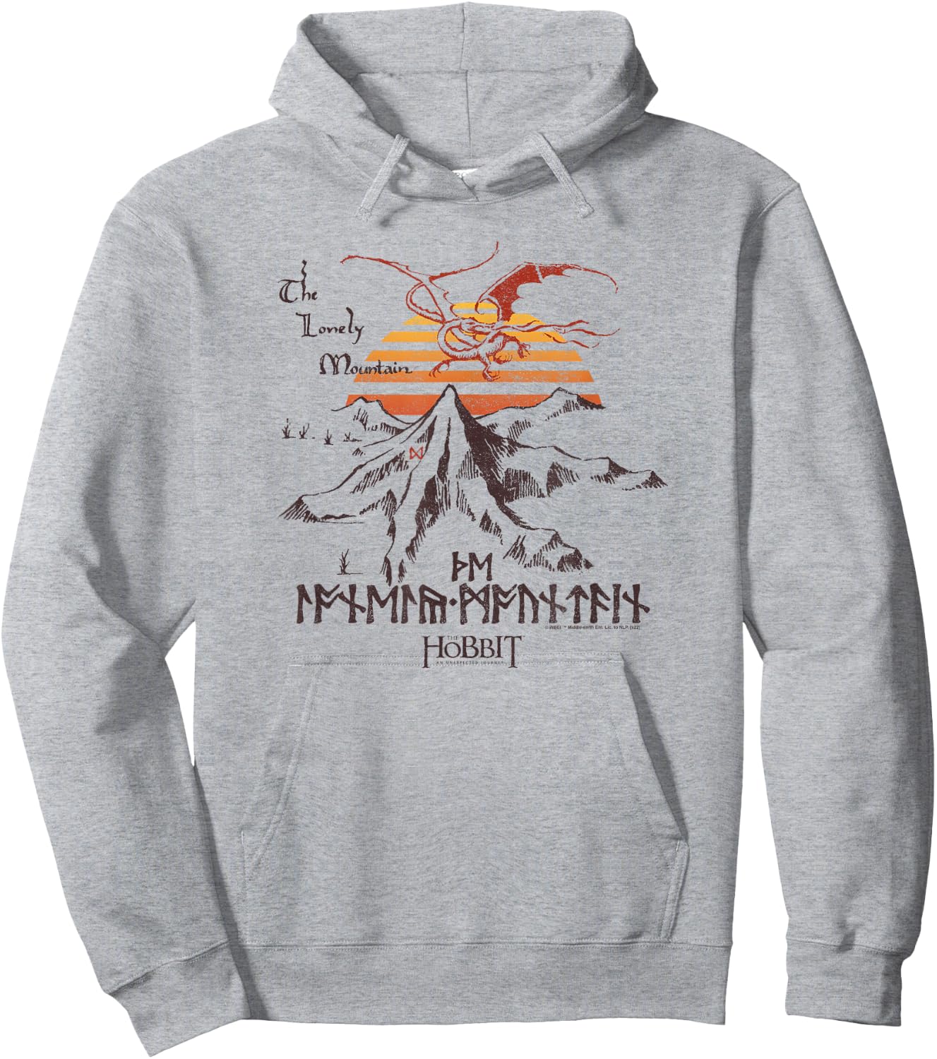The Hobbit The Lonely Mountain Dragon Sunset Hoodie - Hoodie | Ash
